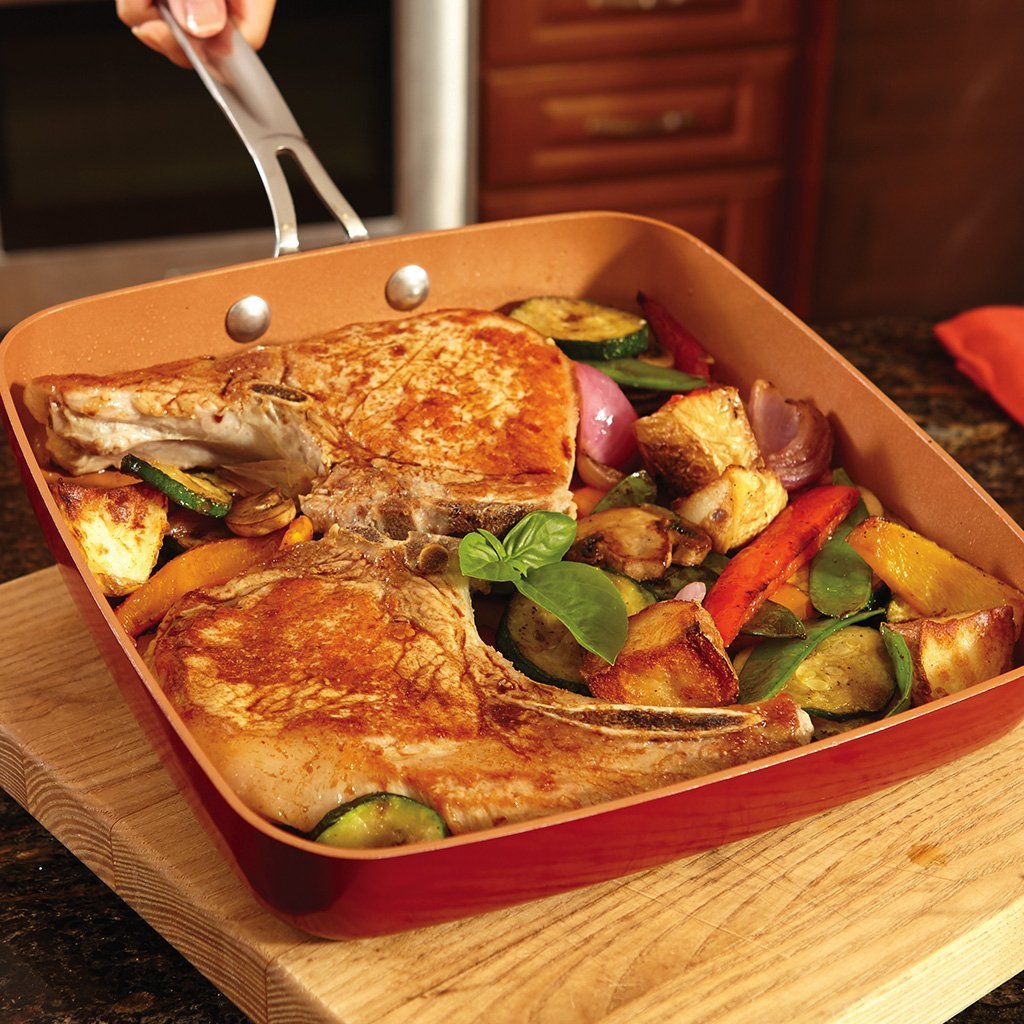 Red Copper Square Dance Pan