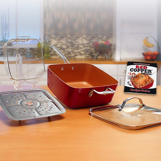 Red Copper Square Pan 5 Piece Set