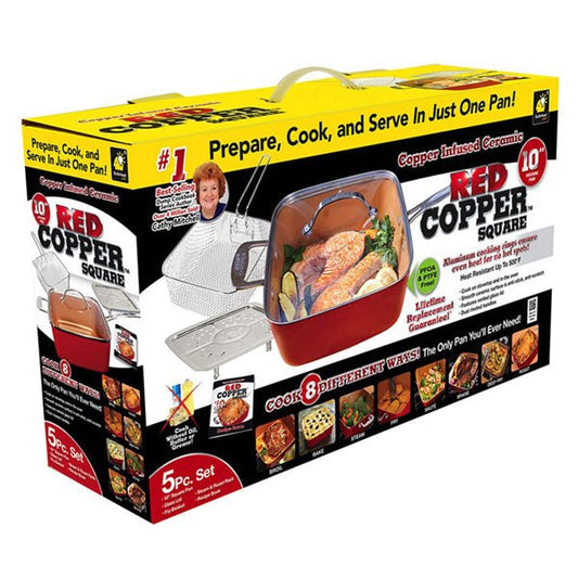 Red Copper Square Pan 5 Piece Set