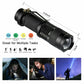 Multiple images of the flashlight in use and one flashlight isolated on white background. Text says "Great For Multiple Tasks, 3.5 in, 1 in""